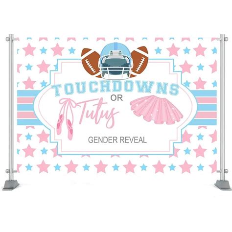 Touchdowns Or Tutus Gender Reveal Backdrop Boy Or Girl He Or She Pink