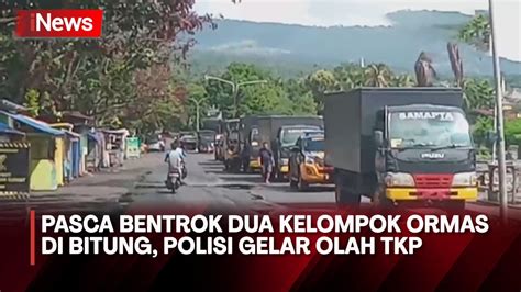 Polisi Gelar Olah TKP Pasca Bentrok Dua Kelompok Ormas Di Bitung