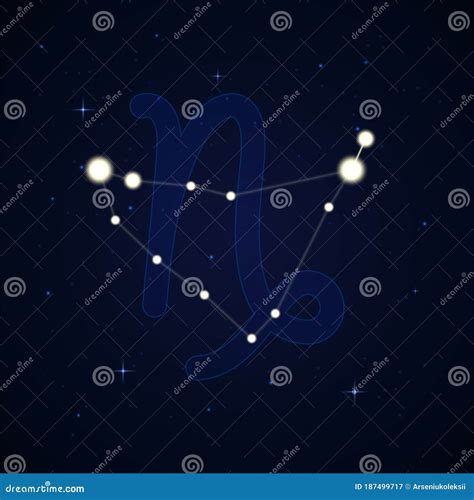 Capricornus The Sea Goat Zodiac Constellation Map On A Starry Space