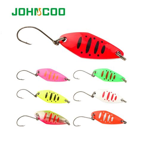 JOHNCOO 2pcs Copper Spoon Metal Lure 3 2g 3 0g Colorful Spoon Bait