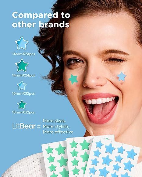 LitBear Acne Patch Star Shaped Pimple Patch 112 Dots 14mm 10mm Litbear