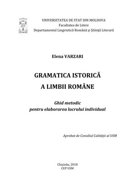 PDF GRAMATICA ISTORICĂ A LIMBII ROMÂNE litere mdlitere md Elena