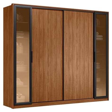 Guarda Roupa Casal Laredo Ambiente Nogueira Nude Prime Tx Flex Vidro Reflecta Demóbile