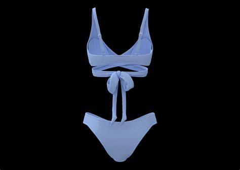 Blue Knitted Criss Cross Bikini Set Free VR AR Low Poly D Model CGTrader