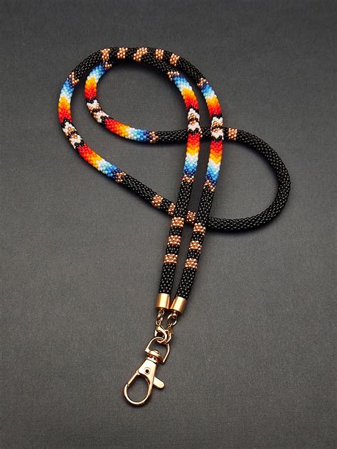 Rainbow Teacher Lanyard Beaded Native American Style Breakaway Lanyard