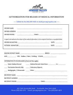 Fillable Online PDF Authorization To Release Patient Information Form