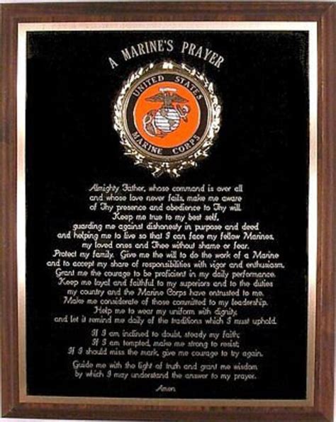 US Marine Prayer Plaque Nice USMC Patriotic Gift or Award