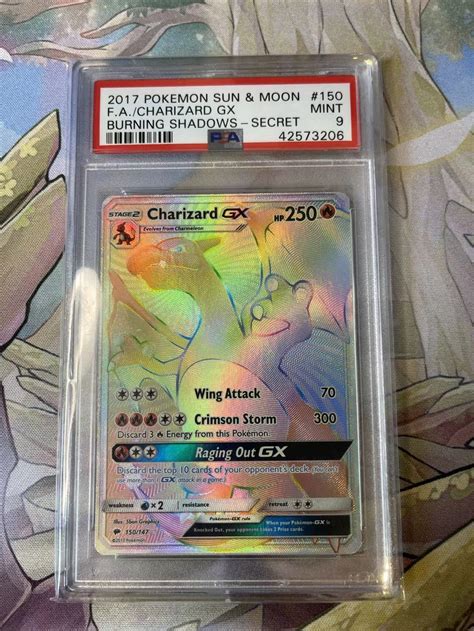 Pokemon TCG Burning Shadows Charizard GX Secret Rare 150/147 PSA: 9