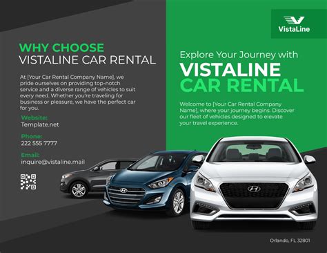 car rental bi fold brochure template  edit
