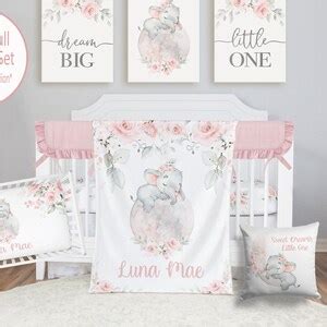 Floral Elephant Wall Art Printable Girl Nursery Wall Art Set Of 3