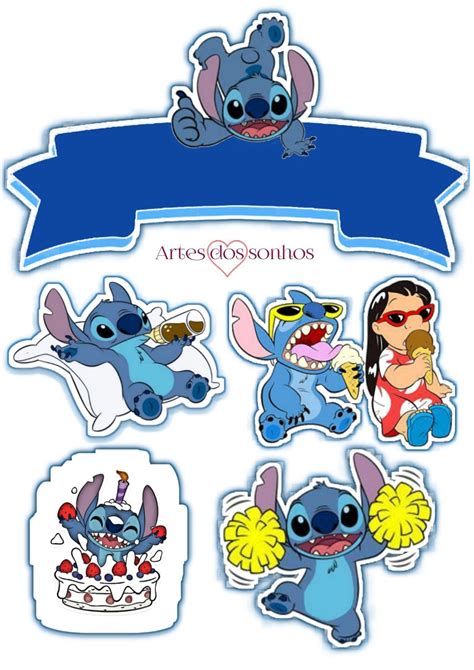 Topo De Bolo Stitch Azul Lilo D27 Lilo E Stitch Disney Stitch Aniversario Infantil