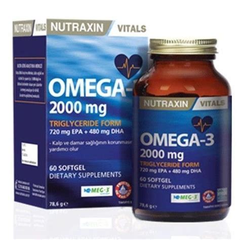 Нутраксин Омега-3 2000 мг 60 капсул / Nutraxin Omega-3 2000 mg 60 Kapsl ...