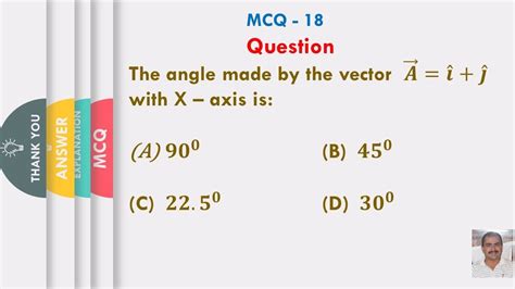 The Angle Made By The Vector 𝑨 ⃗𝒊 ̂𝒋 ̂ With X Axis Is Youtube