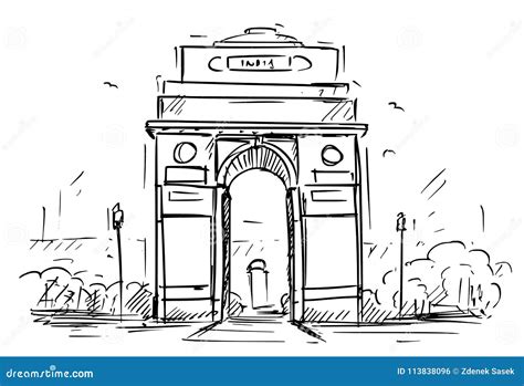 Cartoon Sketch Of The India Gate New Delhi India Stock Vector