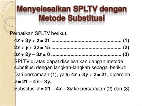 Contoh Soal Spltv Metode Eliminasi Homecare24