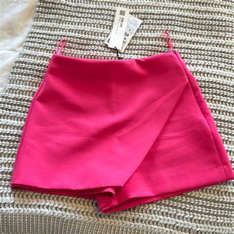 Zara Skirts Zara Asymmetric Skort Shorts Mini Skirt Hot Pink Xs Poshmark