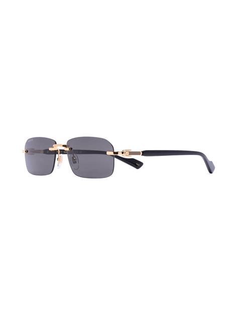 Gucci Eyewear Lentes De Sol Rectangulares Sin Armazón Negro Farfetch Mx