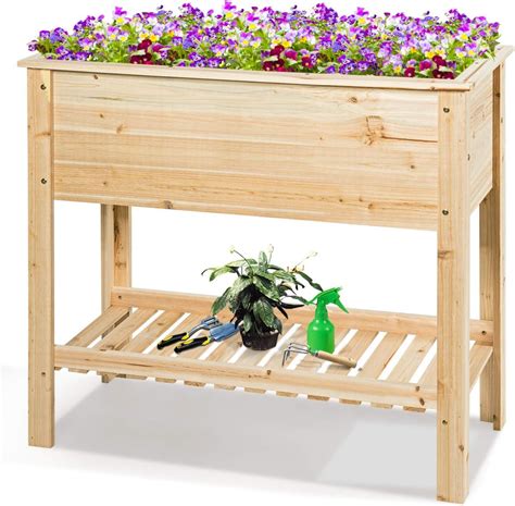 Giantex Raised Garden Bed Wooden Planter Box Outdoor