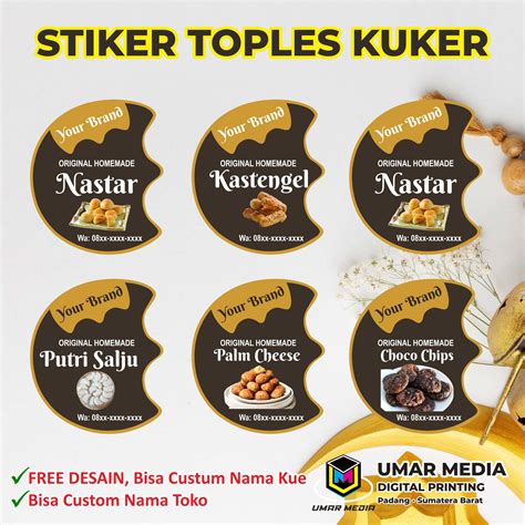 54 Pcs Stiker Kue Lebaran Stiker Kue Kering Stiker Toples Kuker