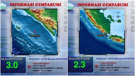 Bmkg Catat 2 Kali Gempa Bumi Di Pesisir Barat Lampung Pagi Ini