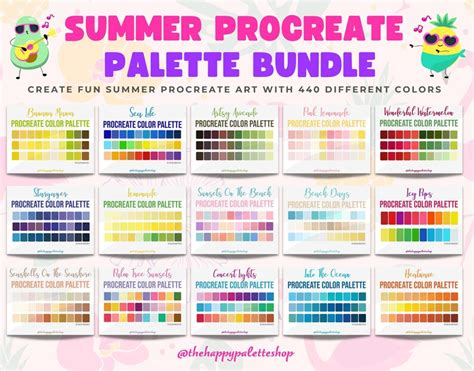 Summer Procreate Color Palettes Bundle Digital Art And Lettering