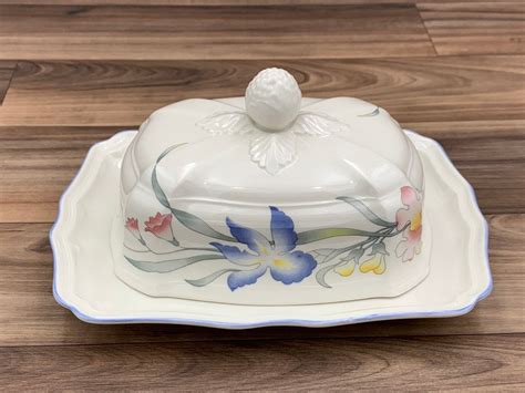 Vintage Covered Butter Dish Floral Villeroy And Boch Riviera Porcelain