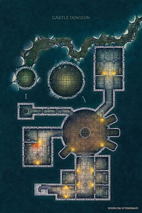 Castle Dungeon Battle Map 30x45 Rdndmaps