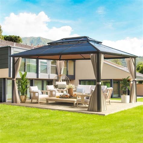 EROMMY Outdoor Double Roof Permanent Hardtop Gazebo Pergola With Prime