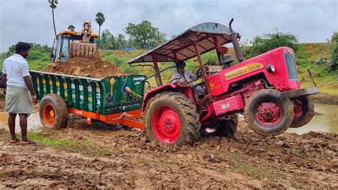 JCP And Tractor Videos JCB Stunt With Mahindra 575 Di Stuck Fully