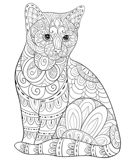 Gato Sentado Mandala Para Colorear Imprimir E Dibujar Coloringonlycom