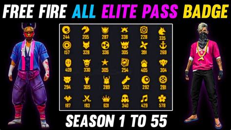 Free Fire All Elite Pass Badge Season 1 To 53 All Elite Pass Badge Free Fire Elite Pass