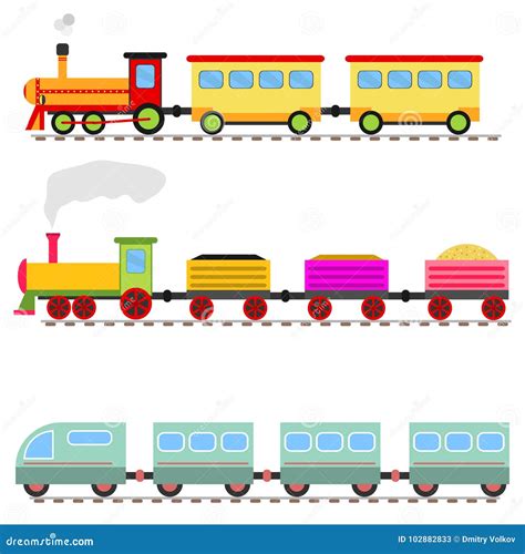 Cartoon Train, Children`s Toy Train Railway. Stock Vector ...