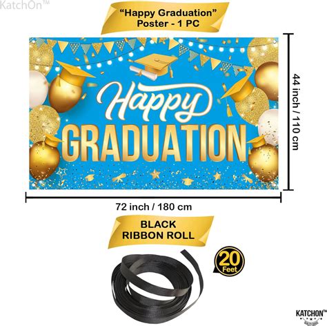 Happy Graduation Banner Blue And Gold Xtralarge 72x44 Inch Light