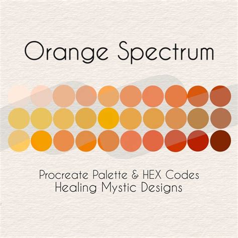 Orange Procreate Palette Hex Codes Procreate Palette Ipad Etsy