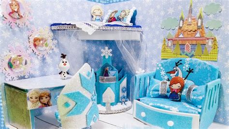 DIY Miniature FROZEN Bedroom Dollhouse Room Not A Kit YouTube