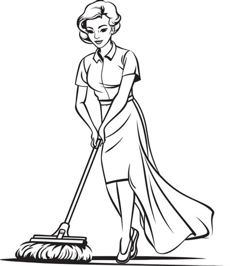 Radiant Royalty Female Cleaning Vector Logo Design Maid Magic Woman Mopping Floor Vector Emblem