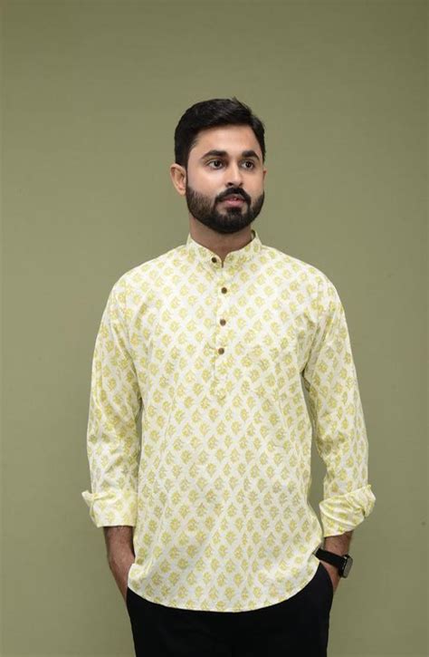 Jaipuri Printed Short Kurta In Cream Colour