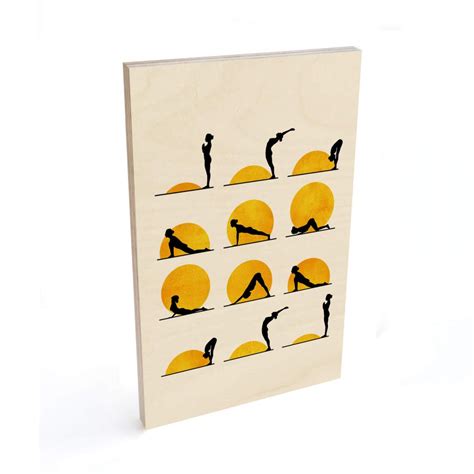 Tableau Sur Bois Kubistika Yoga Salutation Au Soleil Wall Art Fr