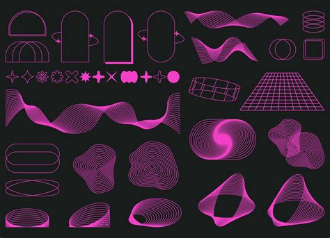 Set Of Abstract Geometric Shapes Trending Futuristic Line Design