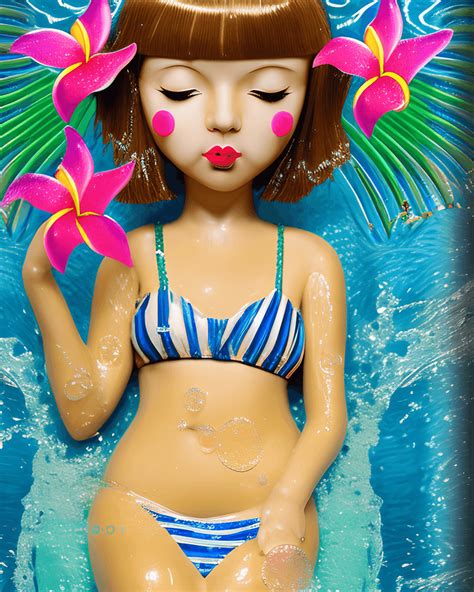Poo Art ludique et inattendu Bob Cut Flapper Bikini Sirène Portrait photo réaliste