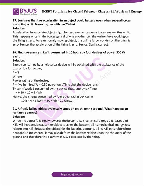 Ncert Solutions Class 9 Science Chapter 11 Work And Energy Updated