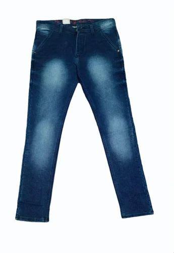 Regular Fit Plain Cloudy Stretchable Men Denim Jeans Blue At Rs 465