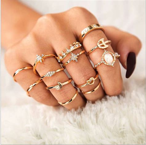 Enjoy Free Shipping Now Cathercing 9 Pcs Women Rings Set Knuckle Rings