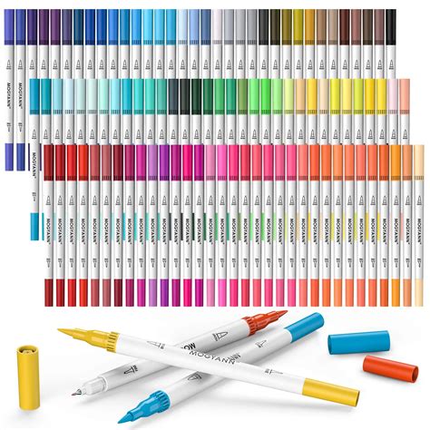 Buy 100 Colors Dual Tip Brush Marker Pens Fine Tip Coloring Markers