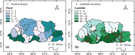 District Level Hazard Zonation Of Bhutan A Floods B Landslides