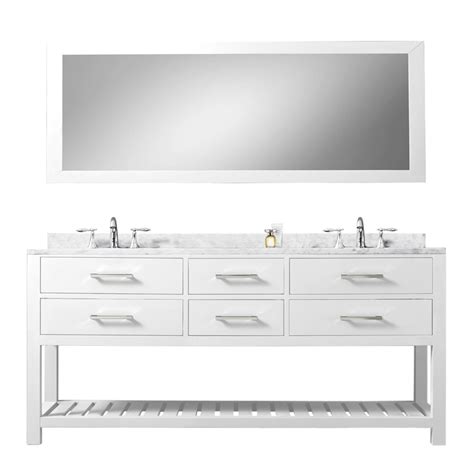 72” White Double Sink Bathroom Vanity One Mirror