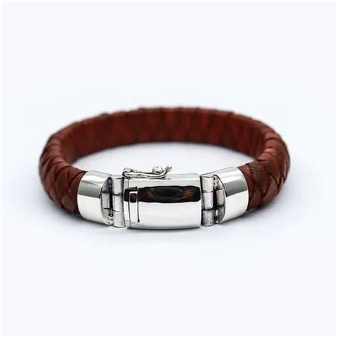 Men's Silver Leather Bracelet, 23 Grams at Rs 4200/piece in Jaipur | ID: 21493879748