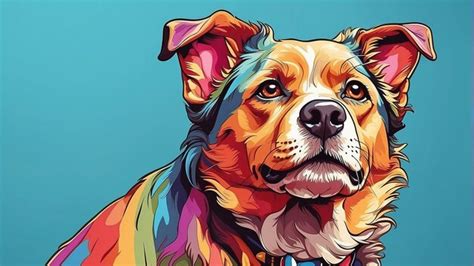 Premium Photo A Cartoon Dog On A Rainbow Background