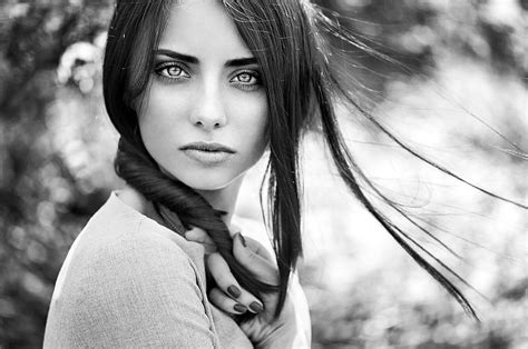 Beauty Brunette Graphy Girl Breeze Black And White Bonito Woman