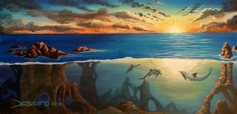 Dolphin Sunset/ Original Acrylic Painting/ 20x10 Canvas/ Standard ...